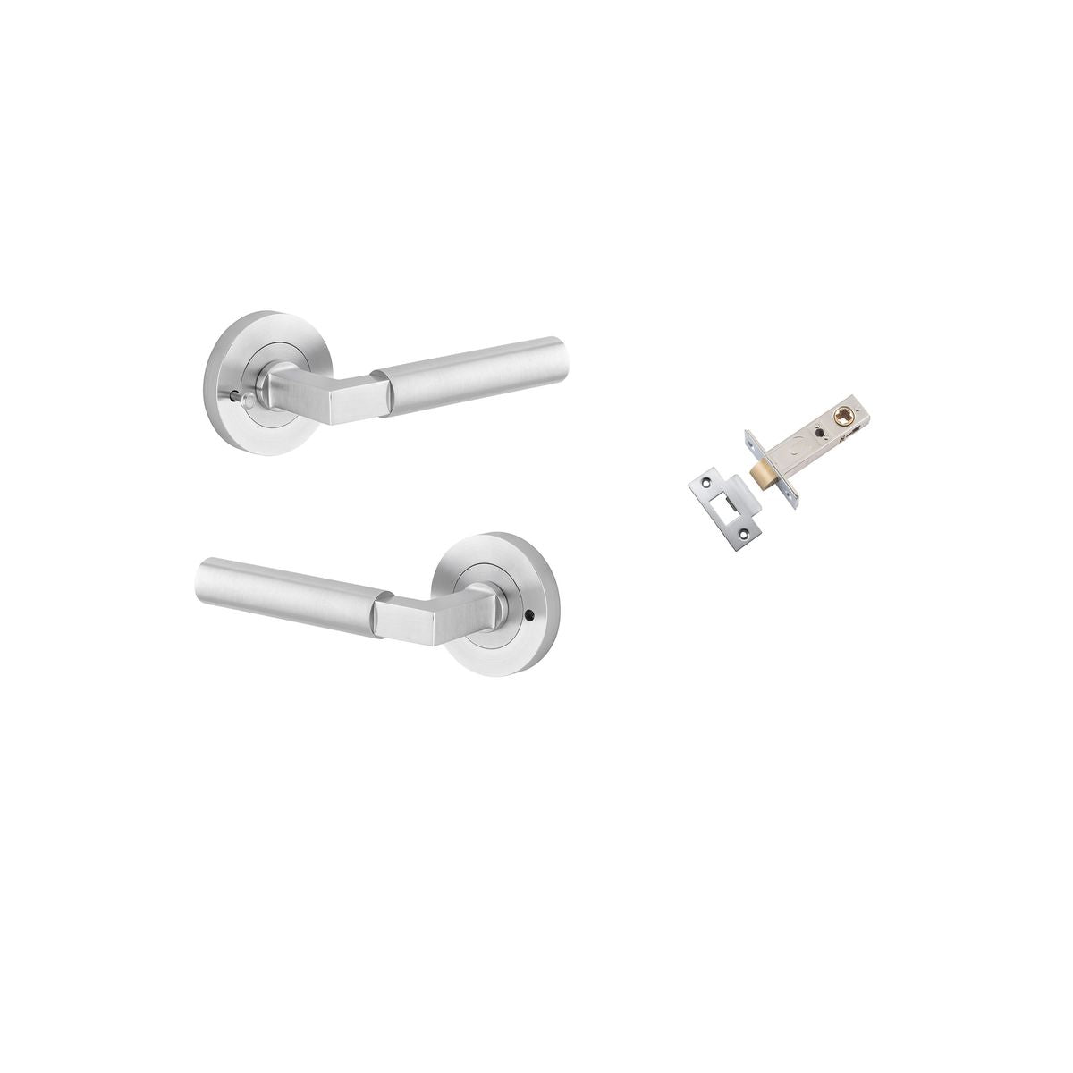 Iver Berlin Door Lever Rose Round Concealed Fix Pair, Passage Kit, Privacy Kit , Entrance Kit with High Security Lock - Brushed Chrome