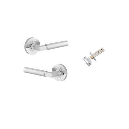 Iver Berlin Door Lever Rose Round Concealed Fix Pair, Passage Kit, Privacy Kit , Entrance Kit with High Security Lock - Brushed Chrome