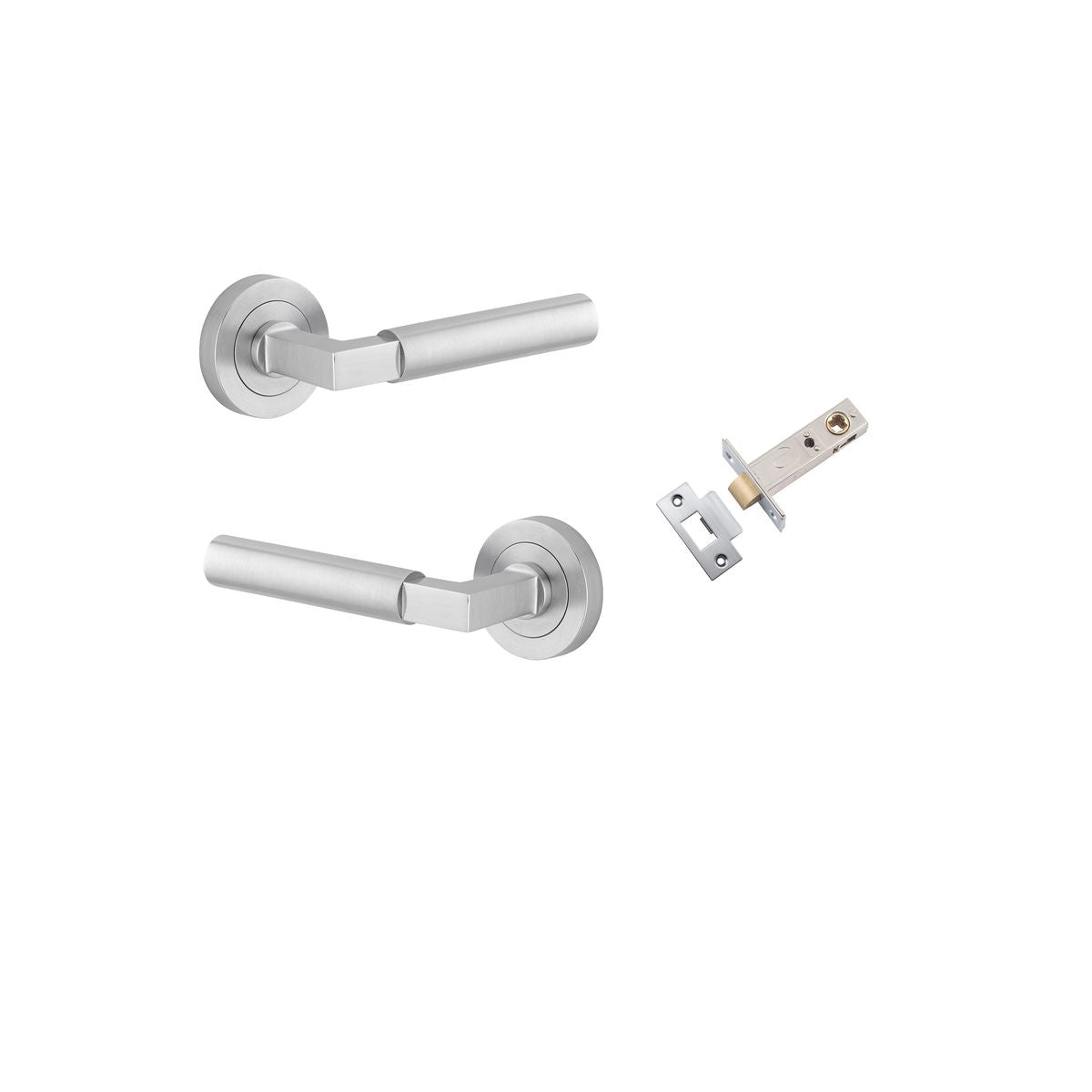 Iver Berlin Door Lever Rose Round Concealed Fix Pair, Passage Kit, Privacy Kit , Entrance Kit with High Security Lock - Brushed Chrome