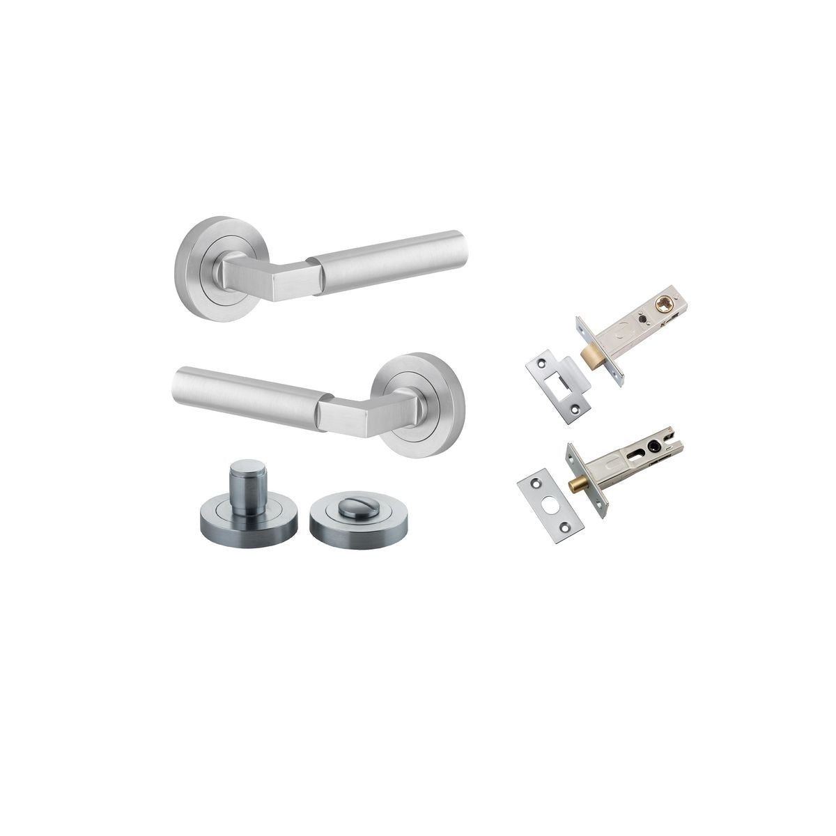Iver Berlin Door Lever Rose Round Concealed Fix Pair, Passage Kit, Privacy Kit , Entrance Kit with High Security Lock - Brushed Chrome