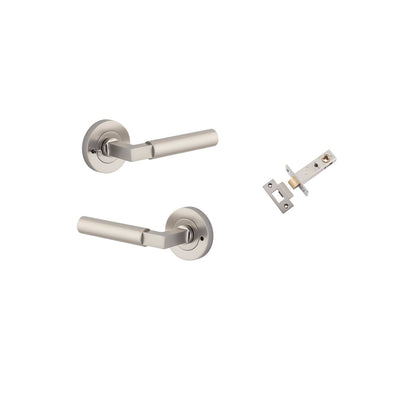 Iver Berlin Door Lever Rose Round Concealed Fix Pair, Passage Kit, Privacy Kit , Entrance Kit with High Security Lock - Satin Nickel