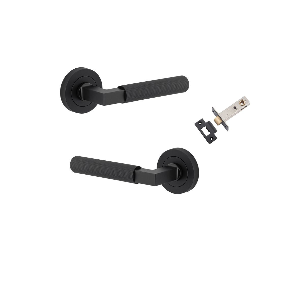 Iver Brunswick  Door Lever Rose Round Concealed Fix Pair, Passage Kit, Privacy Kit , Entrance Kit with High Security Lock - Matt Black