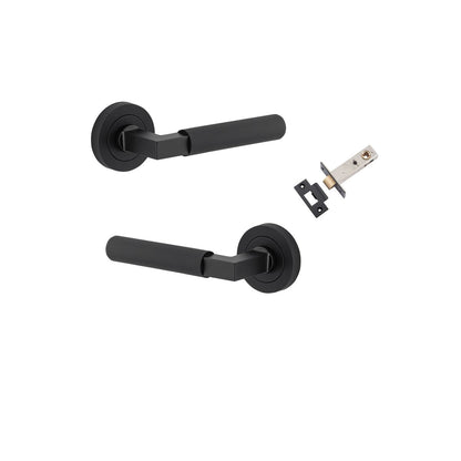 Iver Brunswick  Door Lever Rose Round Concealed Fix Pair, Passage Kit, Privacy Kit , Entrance Kit with High Security Lock - Matt Black