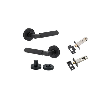 Iver Brunswick  Door Lever Rose Round Concealed Fix Pair, Passage Kit, Privacy Kit , Entrance Kit with High Security Lock - Matt Black