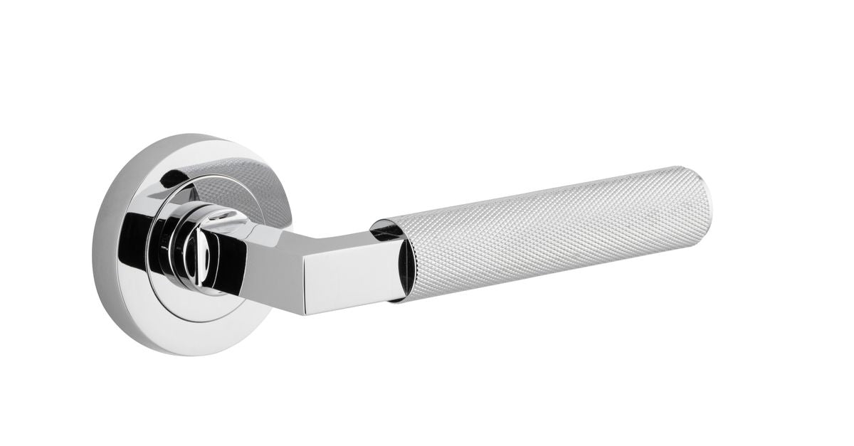 Iver Brunswick  Door Lever Rose Round Concealed Fix Pair, Passage Kit, Privacy Kit , Entrance Kit with High Security Lock -Polished Chrome