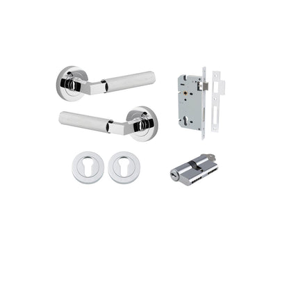 Iver Brunswick  Door Lever Rose Round Concealed Fix Pair, Passage Kit, Privacy Kit , Entrance Kit with High Security Lock -Polished Chrome
