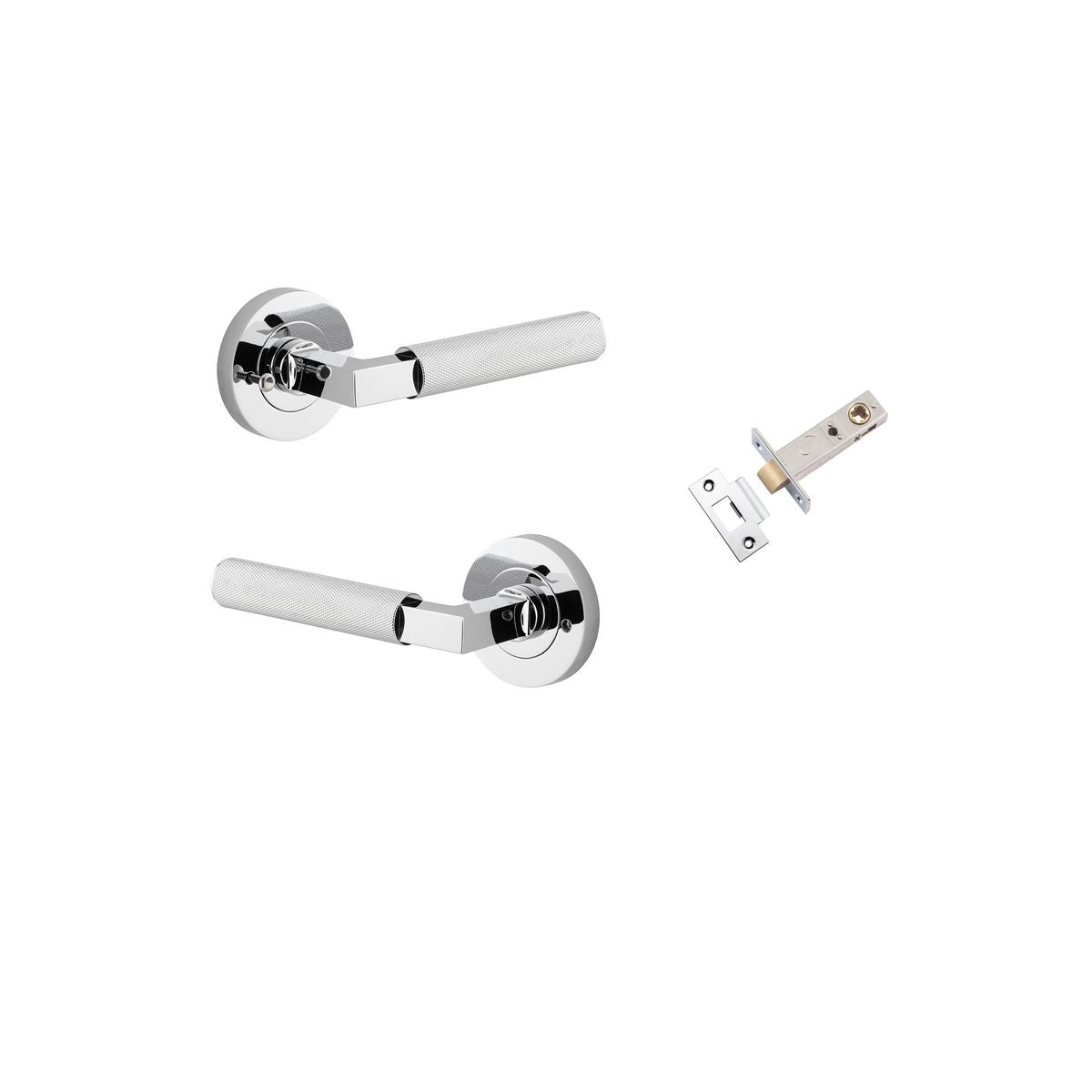 Iver Brunswick  Door Lever Rose Round Concealed Fix Pair, Passage Kit, Privacy Kit , Entrance Kit with High Security Lock -Polished Chrome