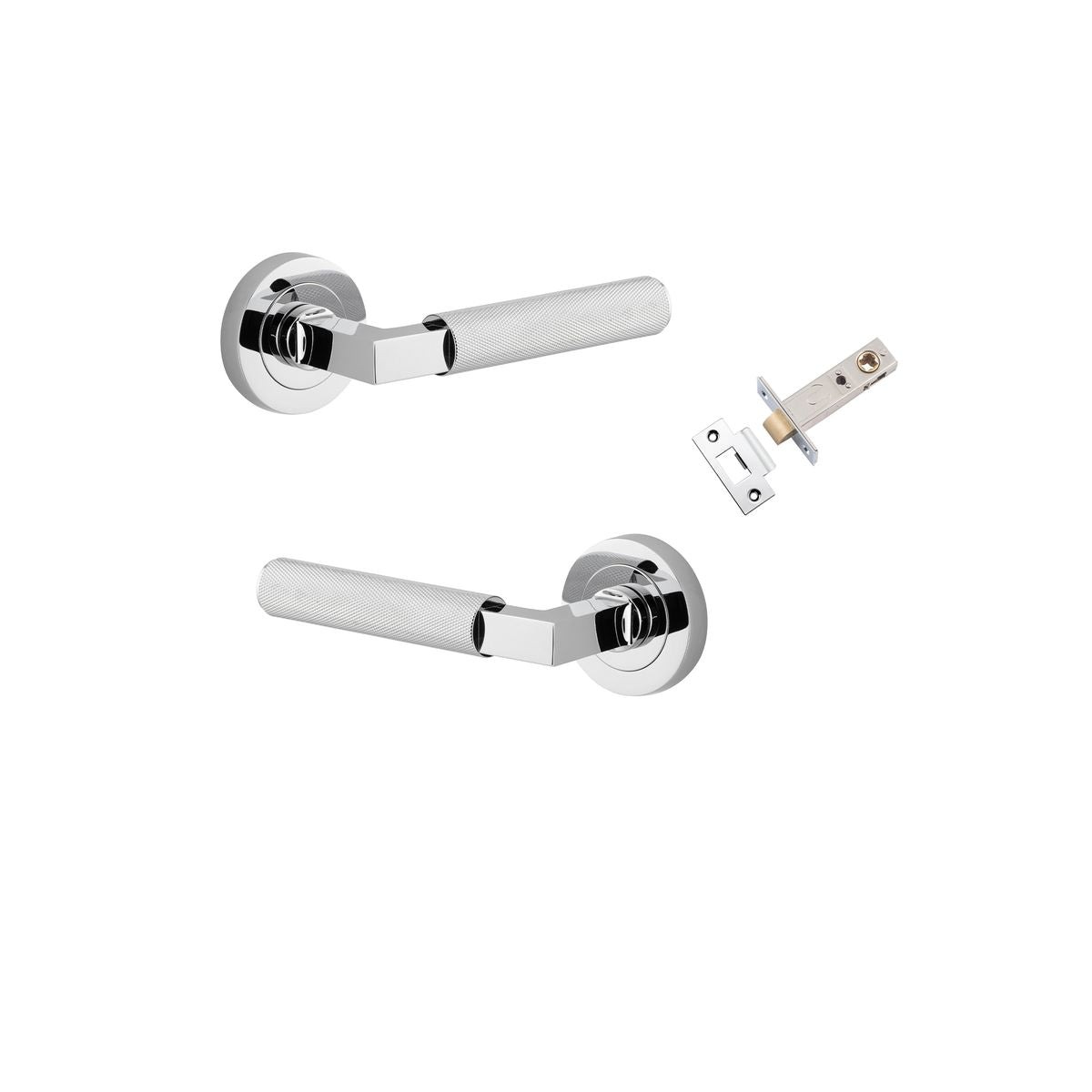 Iver Brunswick  Door Lever Rose Round Concealed Fix Pair, Passage Kit, Privacy Kit , Entrance Kit with High Security Lock -Polished Chrome