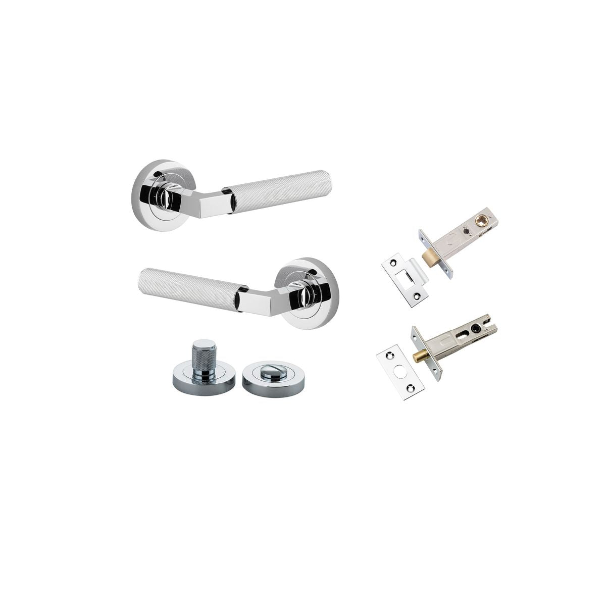 Iver Brunswick  Door Lever Rose Round Concealed Fix Pair, Passage Kit, Privacy Kit , Entrance Kit with High Security Lock -Polished Chrome