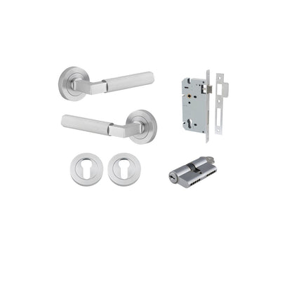 Iver Brunswick  Door Lever Rose Round Concealed Fix Pair, Passage Kit, Privacy Kit , Entrance Kit with High Security Lock -Brushed Chrome