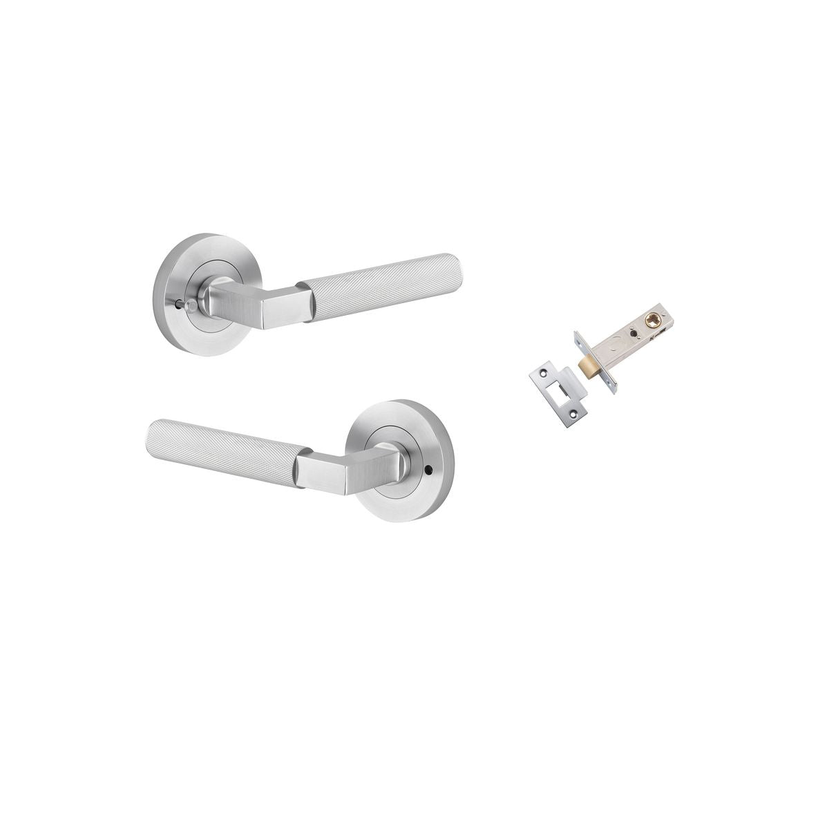 Iver Brunswick  Door Lever Rose Round Concealed Fix Pair, Passage Kit, Privacy Kit , Entrance Kit with High Security Lock -Brushed Chrome