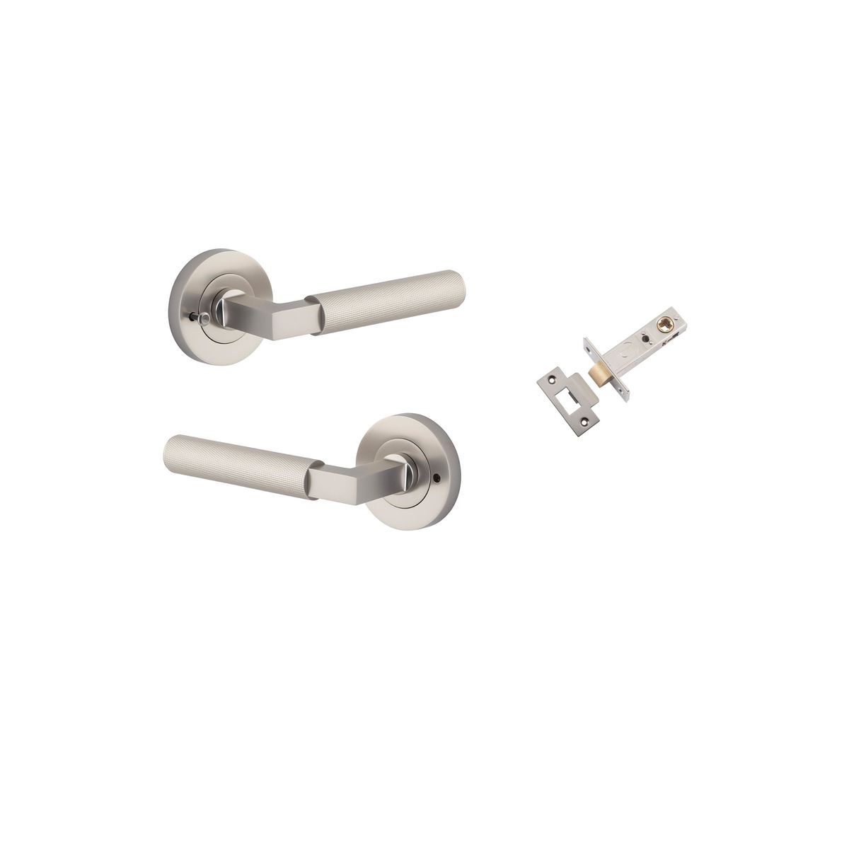 Iver Brunswick  Door Lever Rose Round Concealed Fix Pair, Passage Kit, Privacy Kit , Entrance Kit with High Security Lock - Satin Nickel