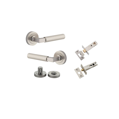 Iver Brunswick  Door Lever Rose Round Concealed Fix Pair, Passage Kit, Privacy Kit , Entrance Kit with High Security Lock - Satin Nickel