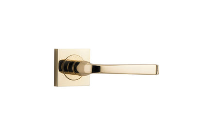 Iver Annecy Door Lever Rose Square Concealed Fix Pair, Passage Kit, Privacy Kit , Entrance Kit with High Security Lock -Polished Brass