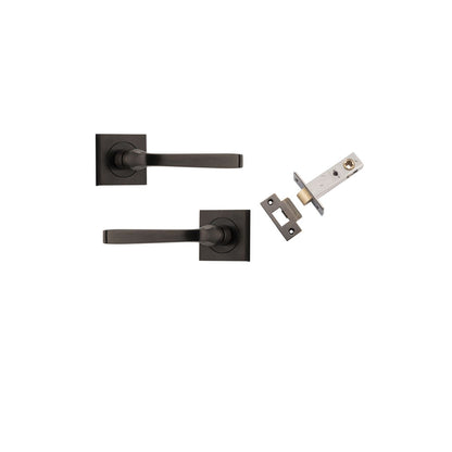 Iver Annecy Door Lever Rose Square Concealed Fix Pair, Passage Kit, Privacy Kit , Entrance Kit with High Security Lock -Signature Brass