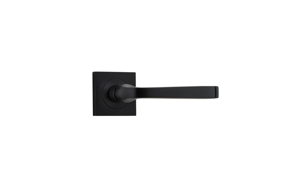 Iver Annecy Door Lever Rose Square Concealed Fix Pair, Passage Kit, Privacy Kit , Entrance Kit with High Security Lock -Matt Black