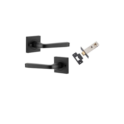 Iver Annecy Door Lever Rose Square Concealed Fix Pair, Passage Kit, Privacy Kit , Entrance Kit with High Security Lock -Matt Black