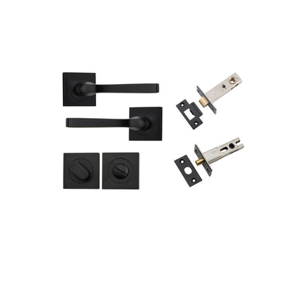 Iver Annecy Door Lever Rose Square Concealed Fix Pair, Passage Kit, Privacy Kit , Entrance Kit with High Security Lock -Matt Black