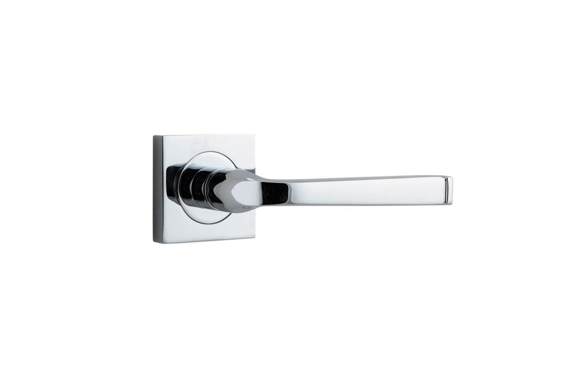 Iver Annecy Door Lever Rose Square Concealed Fix Pair, Passage Kit, Privacy Kit , Entrance Kit with High Security Lock -Polished Chrome