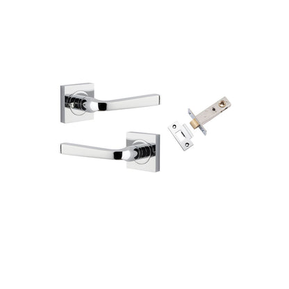 Iver Annecy Door Lever Rose Square Concealed Fix Pair, Passage Kit, Privacy Kit , Entrance Kit with High Security Lock -Polished Chrome