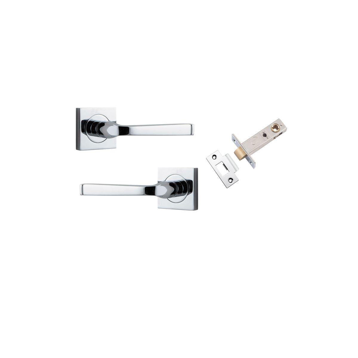 Iver Annecy Door Lever Rose Square Concealed Fix Pair, Passage Kit, Privacy Kit , Entrance Kit with High Security Lock -Polished Chrome