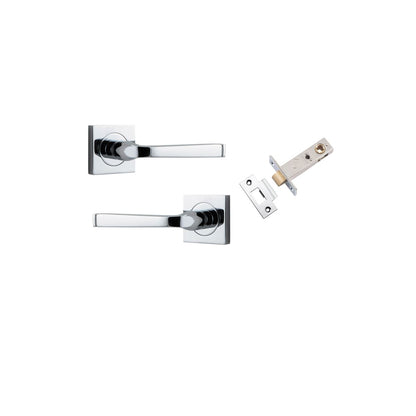 Iver Annecy Door Lever Rose Square Concealed Fix Pair, Passage Kit, Privacy Kit , Entrance Kit with High Security Lock -Polished Chrome