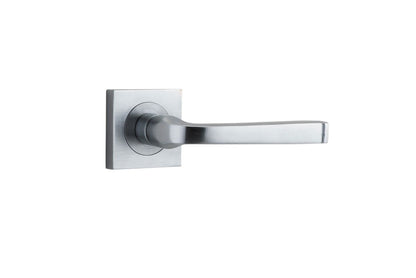 Iver Annecy Door Lever Rose Square Concealed Fix Pair, Passage Kit, Privacy Kit , Entrance Kit with High Security Lock -Brushed Chrome
