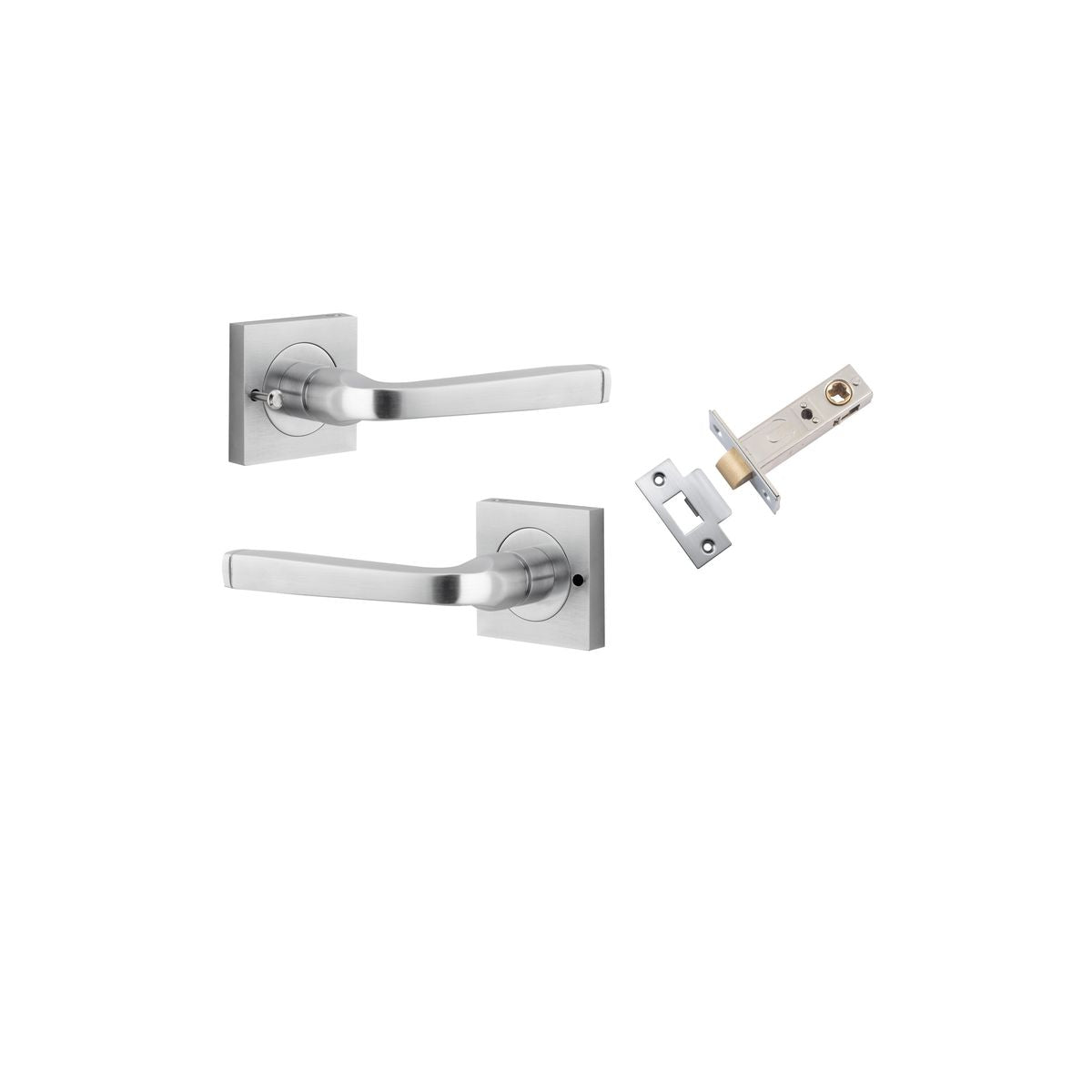 Iver Annecy Door Lever Rose Square Concealed Fix Pair, Passage Kit, Privacy Kit , Entrance Kit with High Security Lock -Brushed Chrome