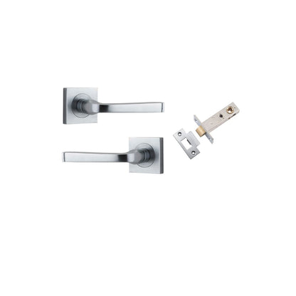 Iver Annecy Door Lever Rose Square Concealed Fix Pair, Passage Kit, Privacy Kit , Entrance Kit with High Security Lock -Brushed Chrome