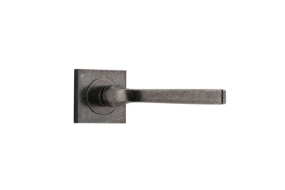 Iver Annecy Door Lever Rose Square Concealed Fix Pair, Passage Kit, Privacy Kit , Entrance Kit with High Security Lock - Distressed Nickel