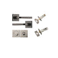 Iver Annecy Door Lever Rose Square Concealed Fix Pair, Passage Kit, Privacy Kit , Entrance Kit with High Security Lock - Distressed Nickel