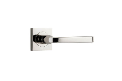 Iver Annecy Door Lever Rose Square Concealed Fix Pair, Passage Kit, Privacy Kit , Entrance Kit with High Security Lock -Polished Nickel