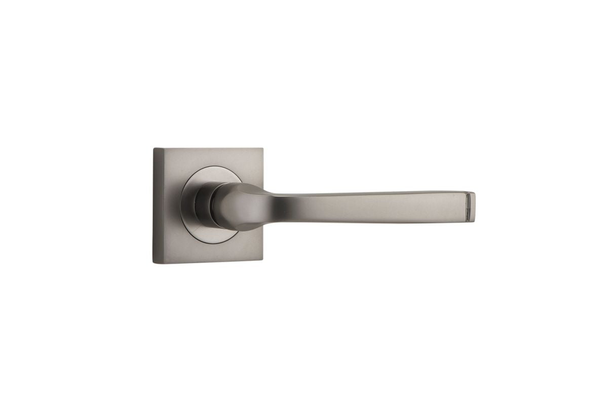 Iver Annecy Door Lever Rose Square Concealed Fix Pair, Passage Kit, Privacy Kit , Entrance Kit with High Security Lock - Satin Nickel