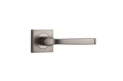 Iver Annecy Door Lever Rose Square Concealed Fix Pair, Passage Kit, Privacy Kit , Entrance Kit with High Security Lock - Satin Nickel