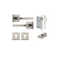 Iver Annecy Door Lever Rose Square Concealed Fix Pair, Passage Kit, Privacy Kit , Entrance Kit with High Security Lock - Satin Nickel