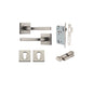 Iver Annecy Door Lever Rose Square Concealed Fix Pair, Passage Kit, Privacy Kit , Entrance Kit with High Security Lock - Satin Nickel