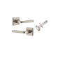 Iver Annecy Door Lever Rose Square Concealed Fix Pair, Passage Kit, Privacy Kit , Entrance Kit with High Security Lock - Satin Nickel