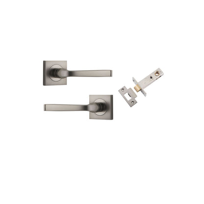 Iver Annecy Door Lever Rose Square Concealed Fix Pair, Passage Kit, Privacy Kit , Entrance Kit with High Security Lock - Satin Nickel