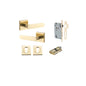 Iver Bronte Door Lever Square Rose Concealed Fix Pair, Passage Kit, Privacy Kit , Entrance Kit with High Security Lock -Polished Brass