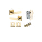 Iver Bronte Door Lever Square Rose Concealed Fix Pair, Passage Kit, Privacy Kit , Entrance Kit with High Security Lock -Polished Brass