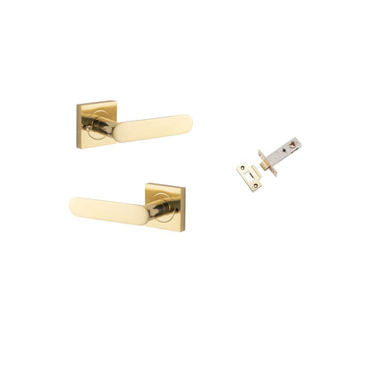 Iver Bronte Door Lever Square Rose Concealed Fix Pair, Passage Kit, Privacy Kit , Entrance Kit with High Security Lock -Polished Brass