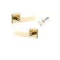 Iver Bronte Door Lever Square Rose Concealed Fix Pair, Passage Kit, Privacy Kit , Entrance Kit with High Security Lock -Polished Brass