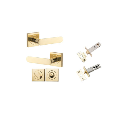 Iver Bronte Door Lever Square Rose Concealed Fix Pair, Passage Kit, Privacy Kit , Entrance Kit with High Security Lock -Polished Brass