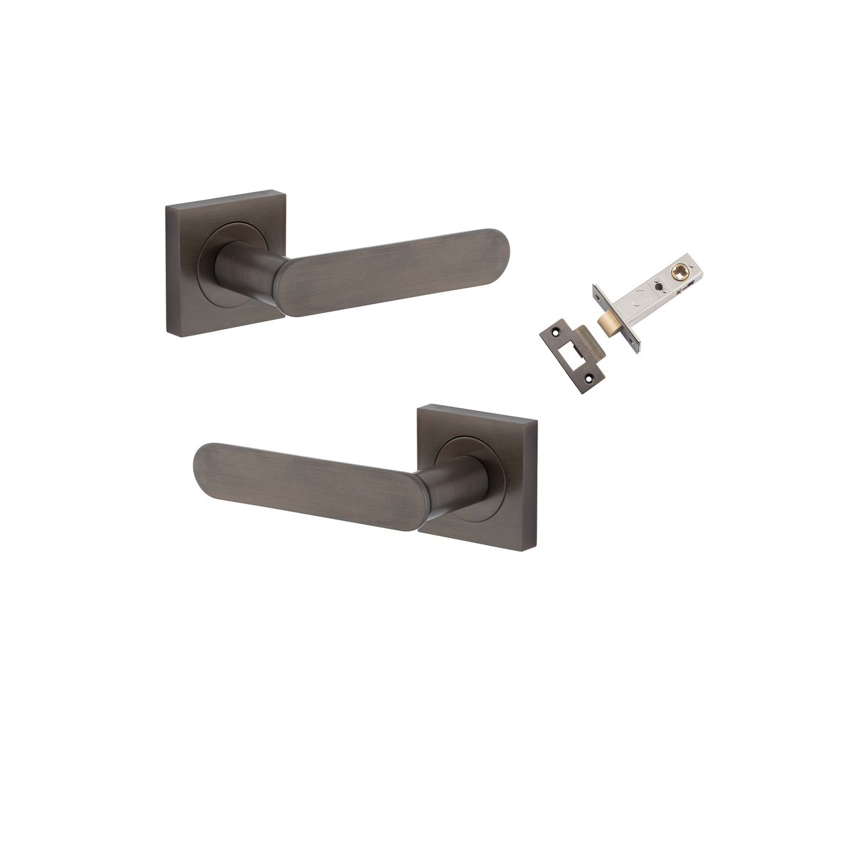 Iver Bronte Door Lever Square Rose Concealed Fix Pair, Passage Kit, Privacy Kit , Entrance Kit with High Security Lock -  Signature Brass
