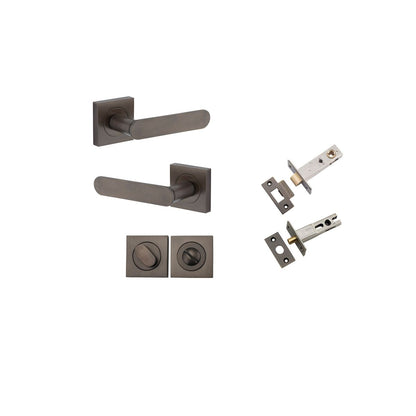 Iver Bronte Door Lever Square Rose Concealed Fix Pair, Passage Kit, Privacy Kit , Entrance Kit with High Security Lock -  Signature Brass