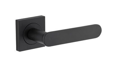 Iver Bronte Door Lever Square Rose Concealed Fix Pair, Passage Kit, Privacy Kit , Entrance Kit with High Security Lock - Matt Black