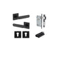 Iver Bronte Door Lever Square Rose Concealed Fix Pair, Passage Kit, Privacy Kit , Entrance Kit with High Security Lock - Matt Black