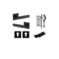 Iver Bronte Door Lever Square Rose Concealed Fix Pair, Passage Kit, Privacy Kit , Entrance Kit with High Security Lock - Matt Black