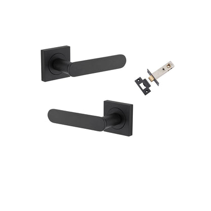 Iver Bronte Door Lever Square Rose Concealed Fix Pair, Passage Kit, Privacy Kit , Entrance Kit with High Security Lock - Matt Black