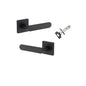 Iver Bronte Door Lever Square Rose Concealed Fix Pair, Passage Kit, Privacy Kit , Entrance Kit with High Security Lock - Matt Black